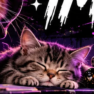 Tabby kitten asleep on the console